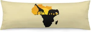 Africa Map Animal Giraffe Elephant Body Pillow Cover Lightweight Long Pillow Case for Cushion Sofa Living Room Bed 20"×54"