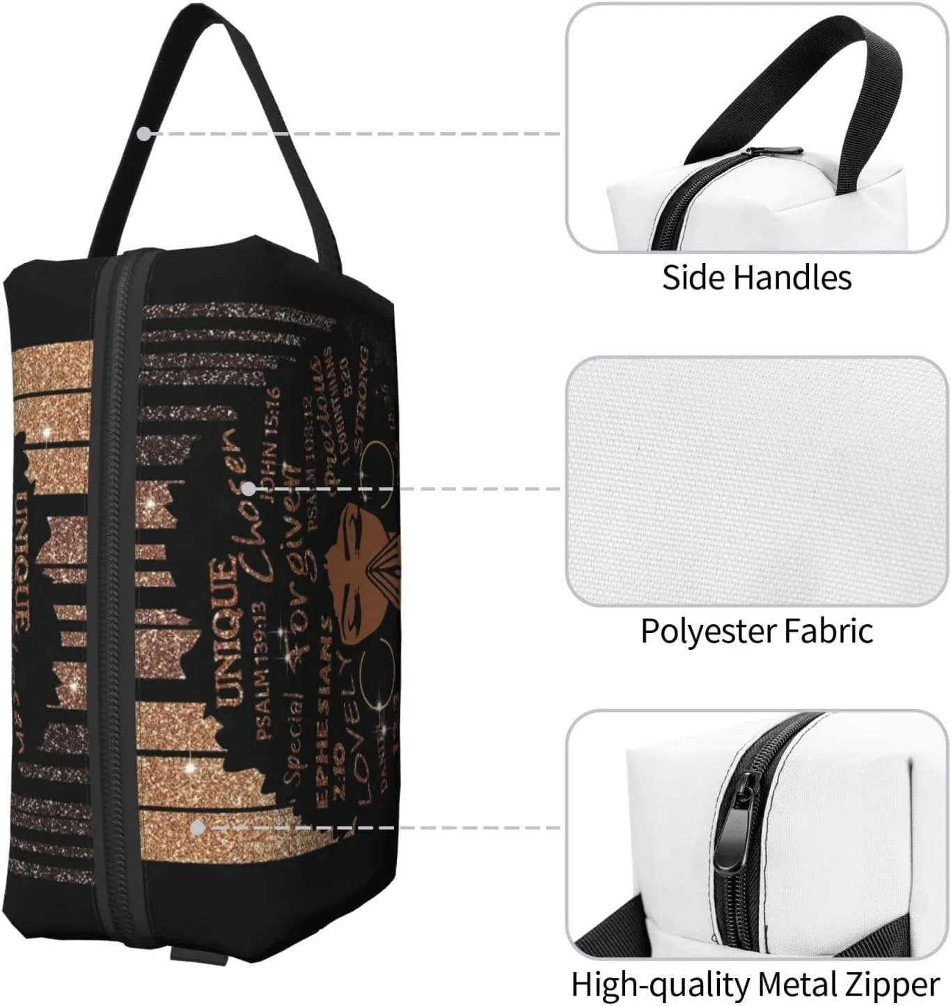 African Girl Large Makeup Bag Zipper Pouch Travel Cosmetic Organizer for Women Waterproof Makeup Bag Zipper Pouch