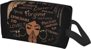 African Girl Large Makeup Bag Zipper Pouch Travel Cosmetic Organizer for Women Waterproof Makeup Bag Zipper Pouch