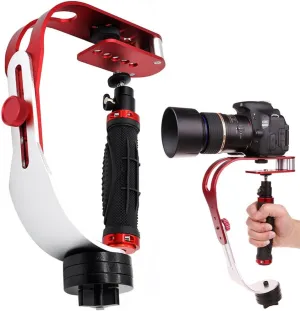 AFUNTA Pro Handheld Video DSLR Camera Stabilizer Steady Compatible GoPro Cannon Nikon Sony Camera Cam Camcorder DV Smartphone up to 2.1 lbs with Smooth Pro Steady Glide -Red/Silver/Black