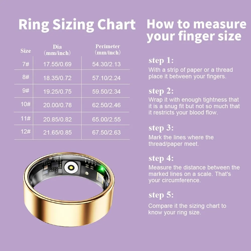 AI Smart Ring for Women Men - Sleep Tracker Ring with Heart Rate, Blood Oxygen, 10ATM Waterproof Fitness Ring, Step Counter & GPS Activity Fitness Tracker,7-Day Battery for iOS/Android (Gold, 8)