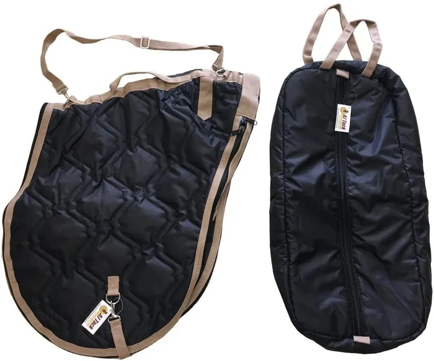 AJ Tack English Padded Saddle and Bridle Carrier Set