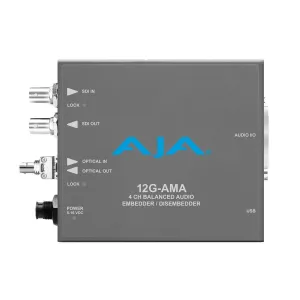 AJA 12G-SDI 4-Channel Analog Audio Embedder/Disembedder with ST Fiber Transmitter