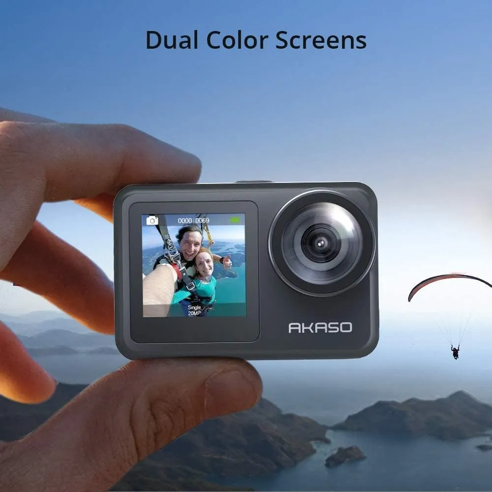 AKASO Brave 7 LE 4K30fps Action Camera with 256GB MicroSDXC U3 Memory Card Accessories Kit Bundle Ultra HD 131FT Waterproof Camera EIS 2.0 WiFi Remote Control Zoom Underwater Camera