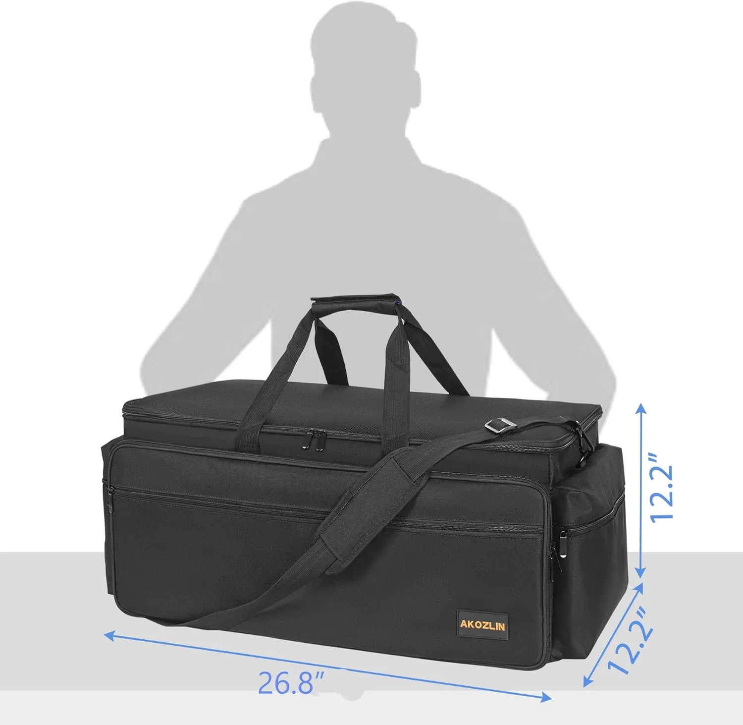 AKOZLIN Cable File Bag DJ Gig Bag Cord Organizer Case with Detachable Dividers for Laptop,DJ Gear, Sound Instrument Accessories Blue