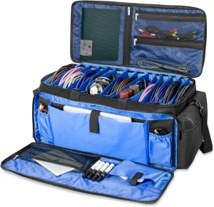 AKOZLIN Cable File Bag DJ Gig Bag Cord Organizer Case with Detachable Dividers for Laptop,DJ Gear, Sound Instrument Accessories Blue