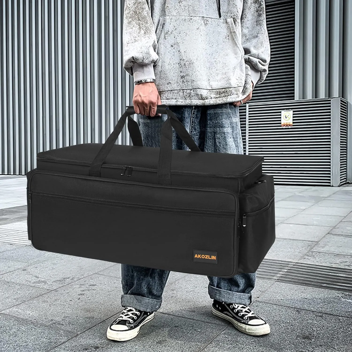 AKOZLIN Cable File Bag DJ Gig Bag Cord Organizer Case with Detachable Dividers for Laptop,DJ Gear, Sound Instrument Accessories Blue