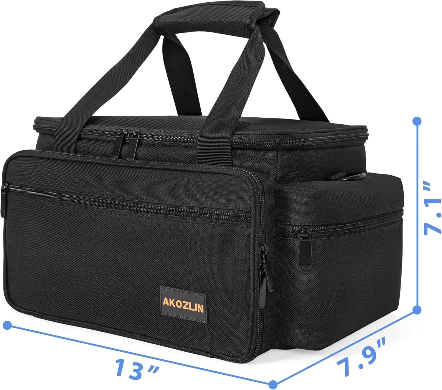 AKOZLIN Cable File Bag DJ Gig Bag Cord Organizer Case with Detachable Dividers for Laptop,DJ Gear, Sound Instrument and Music Equipment Accessories 13"×8.3"×8.3" Black Blue
