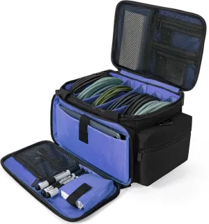 AKOZLIN Cable File Bag DJ Gig Bag Cord Organizer Case with Detachable Dividers for Laptop,DJ Gear, Sound Instrument and Music Equipment Accessories 13"×8.3"×8.3" Black Blue