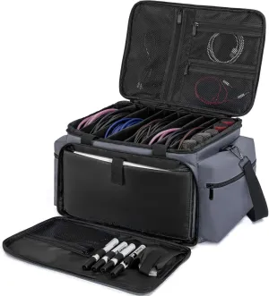 AKOZLIN Cable File Bag DJ Gig Bag Cord Organizer Case with Detachable Dividers for Laptop,DJ Gear, Sound Instrument and Music Equipment Accessories 16"x11"x10" Grey