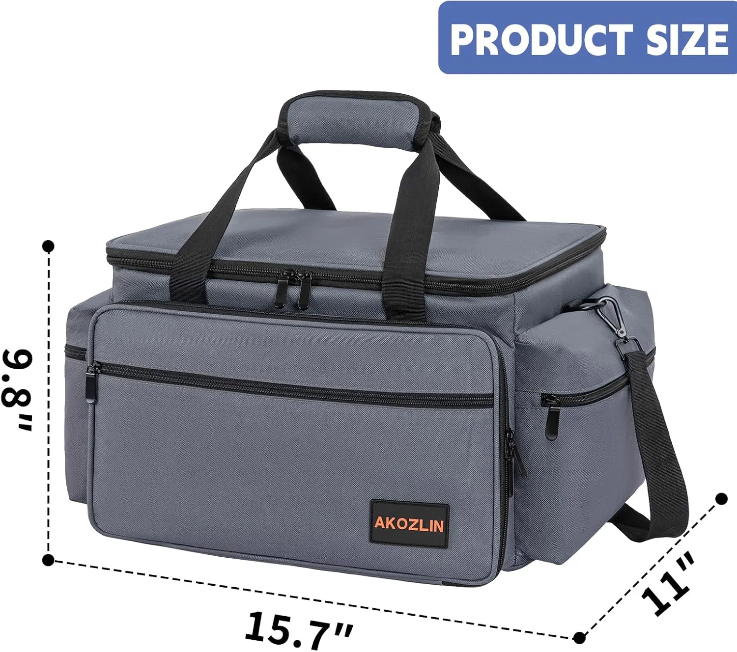AKOZLIN Cable File Bag DJ Gig Bag Cord Organizer Case with Detachable Dividers for Laptop,DJ Gear, Sound Instrument and Music Equipment Accessories 16"x11"x10" Grey