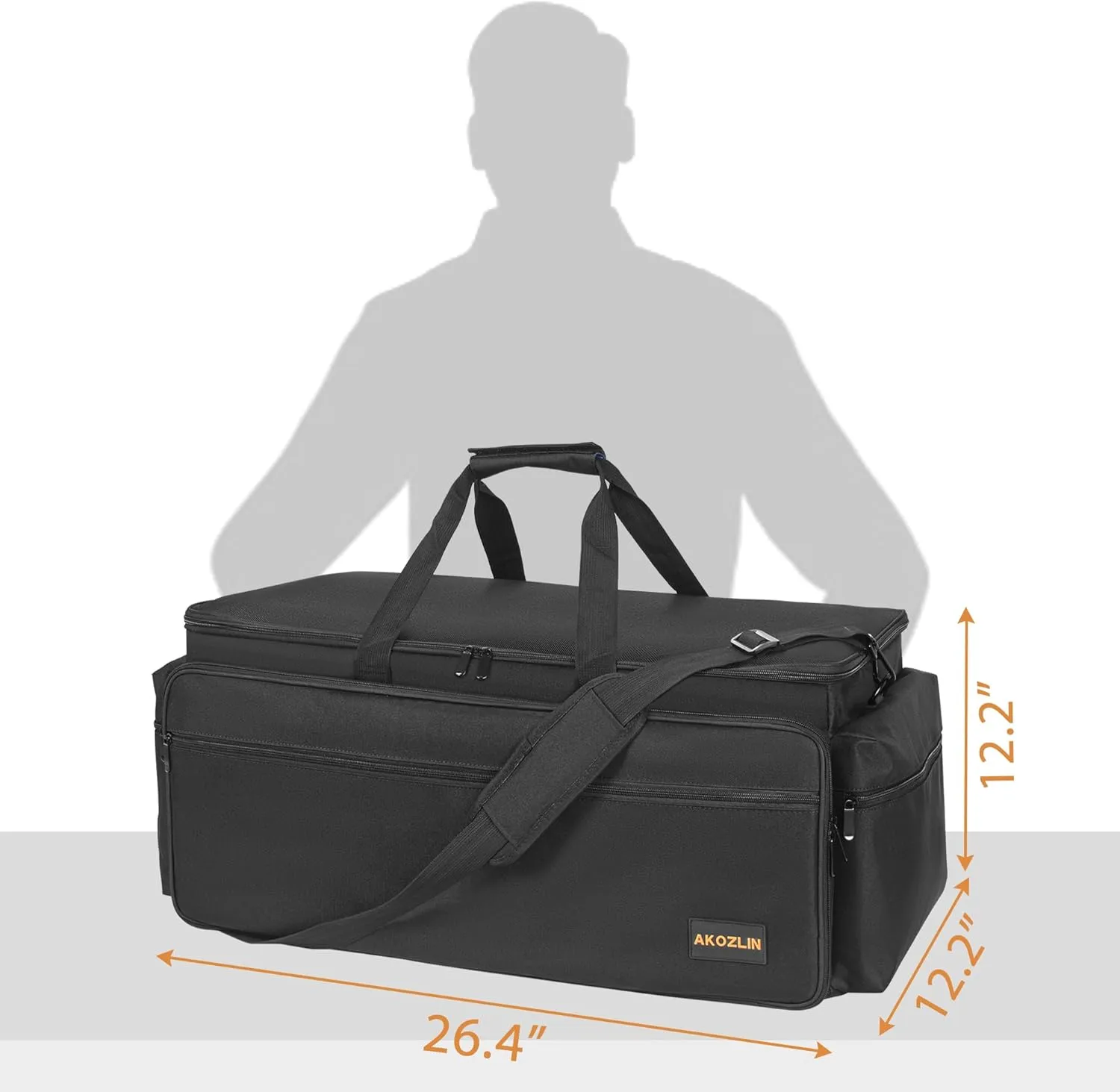 AKOZLIN Cable File Bag with Detachable Dividers, DJ Gig Bag Cord Organizer Case for Laptop,DJ Gear, Sound Instrument and Music Equipment Accessories Black Orange