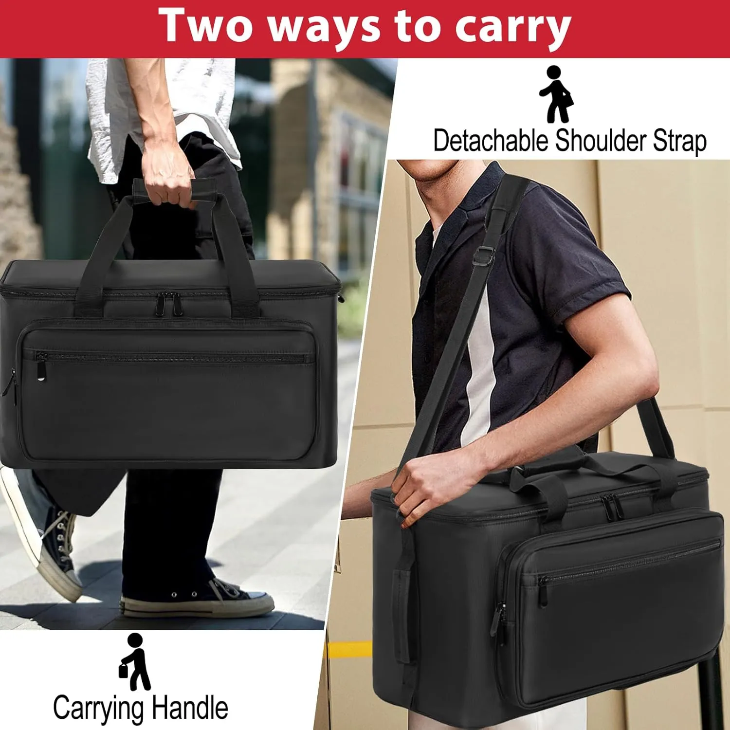 AKOZLIN Large Travel Gig Band Cable File Bag With Detachable Dividers DJ Cord Organizer Case for DJ Gear Sound Instrument and Musician Accessories Red