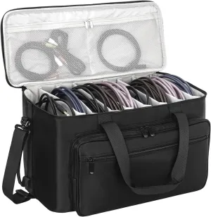 AKOZLIN Large Travel Gig Band Cable File Bag With Detachable Dividers,DJ Cord Organizer Case for Laptop,DJ Gear,Sound Instrument and Musician Accessories