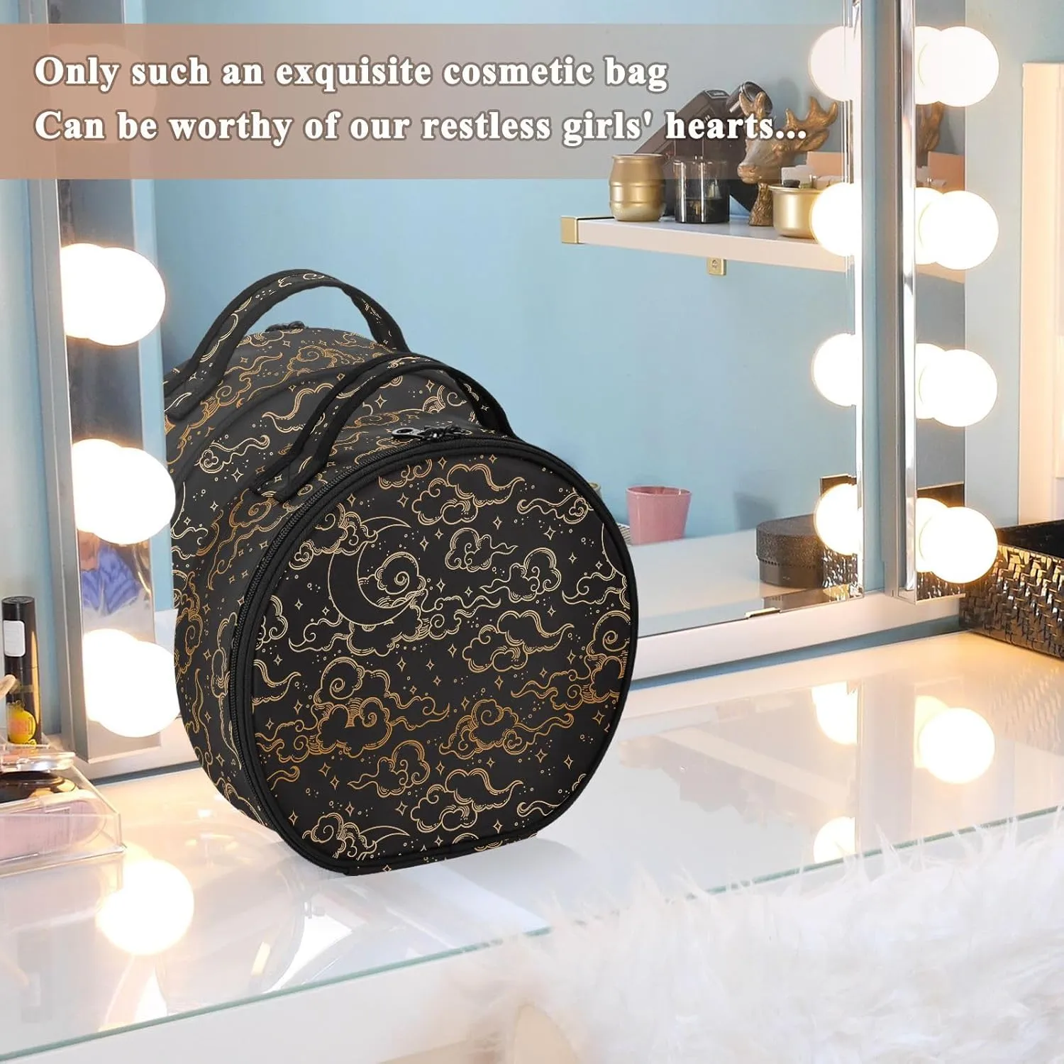 ALAZA Moon Clouds Stars Space Galaxy Travel Cosmetic Organizer Make up Organizer Toiletry Bag