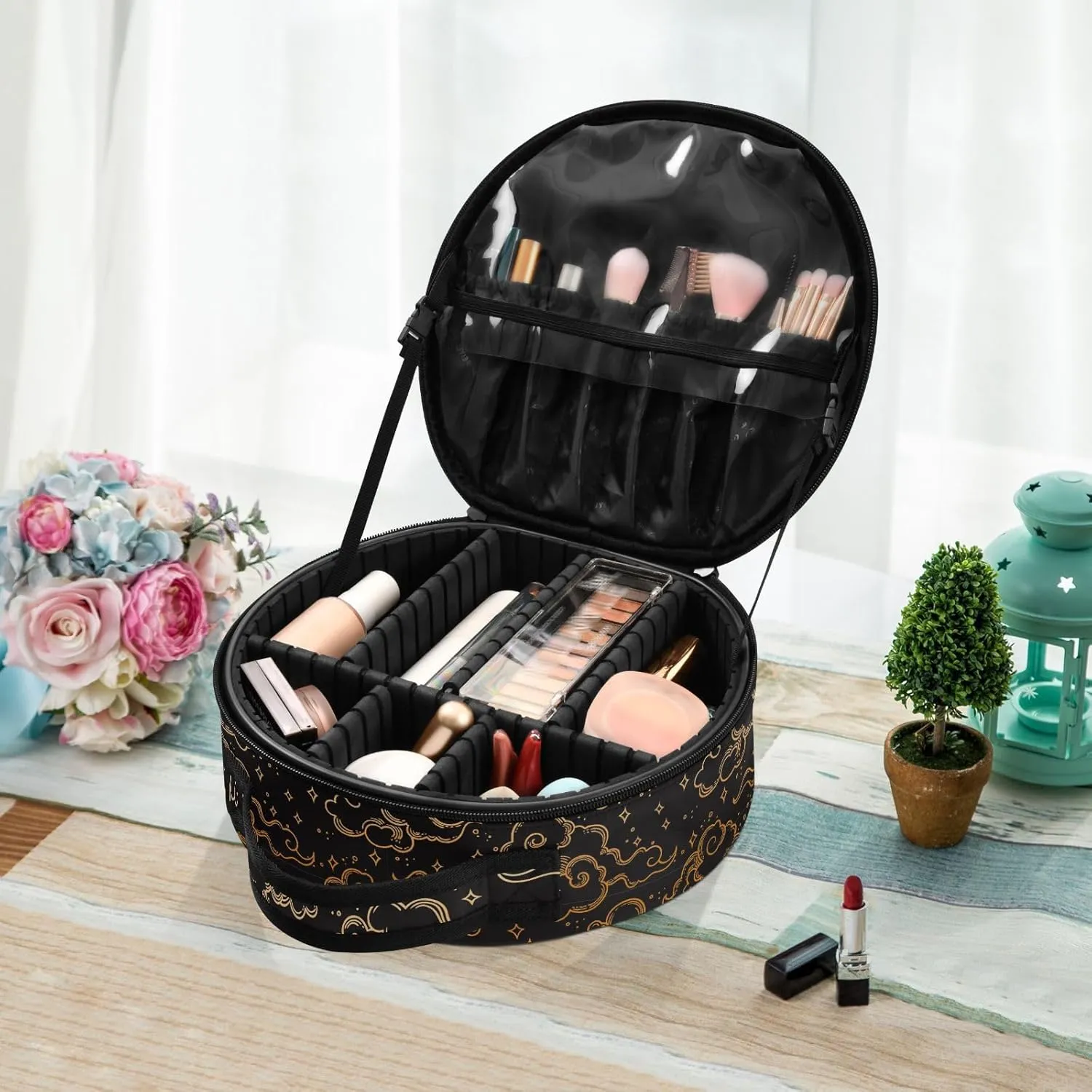 ALAZA Moon Clouds Stars Space Galaxy Travel Cosmetic Organizer Make up Organizer Toiletry Bag