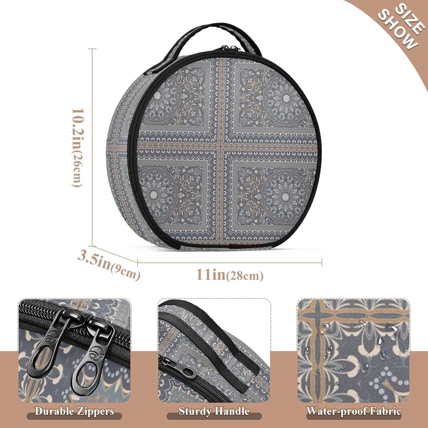 ALAZA Vintage Arabic Pattern Toiletry Bag Travel Makeup Case Organizer for Women