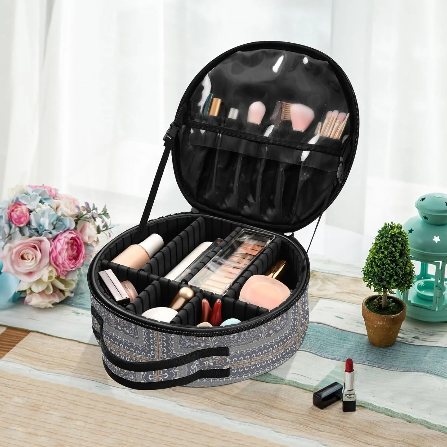 ALAZA Vintage Arabic Pattern Toiletry Bag Travel Makeup Case Organizer for Women