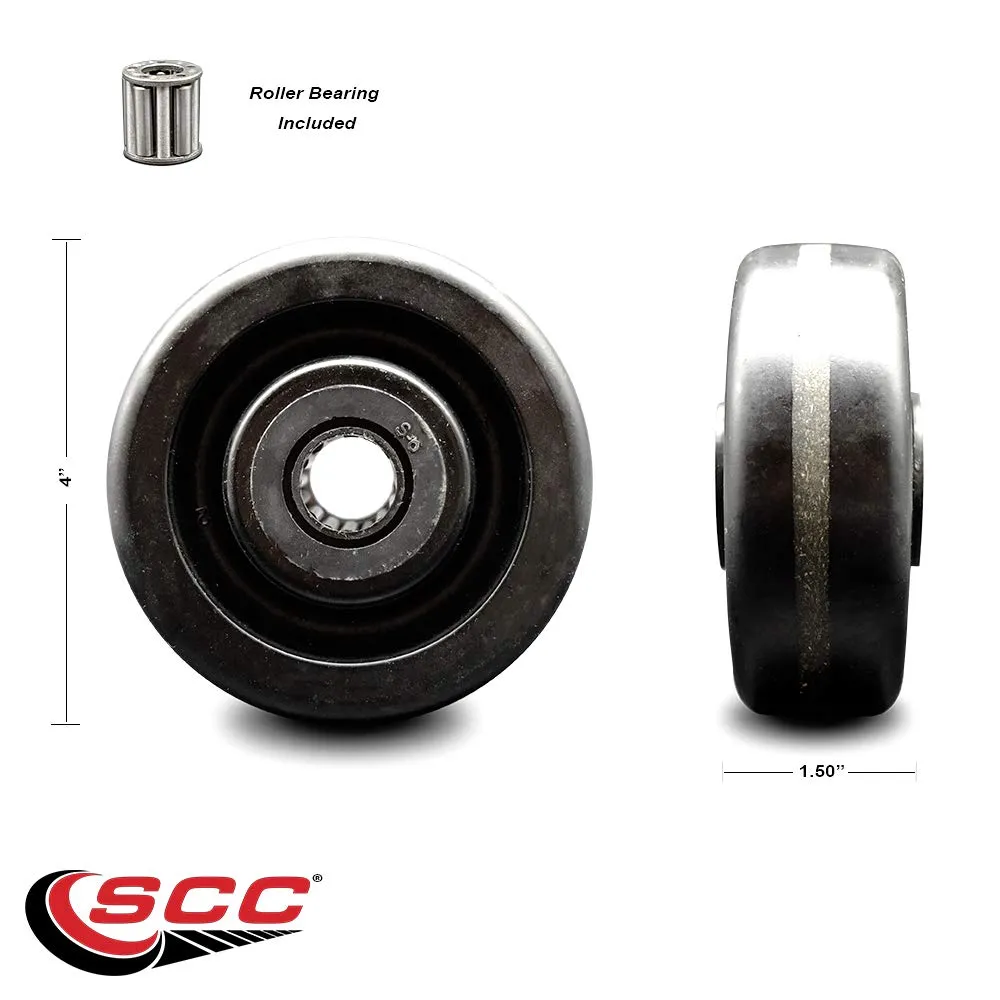 Albion Industries TM0410108 Replacement Wheel – 4 Inch Black Phenolic Wheel – 600 lbs. Capacity Per Wheel - Service Caster Brand
