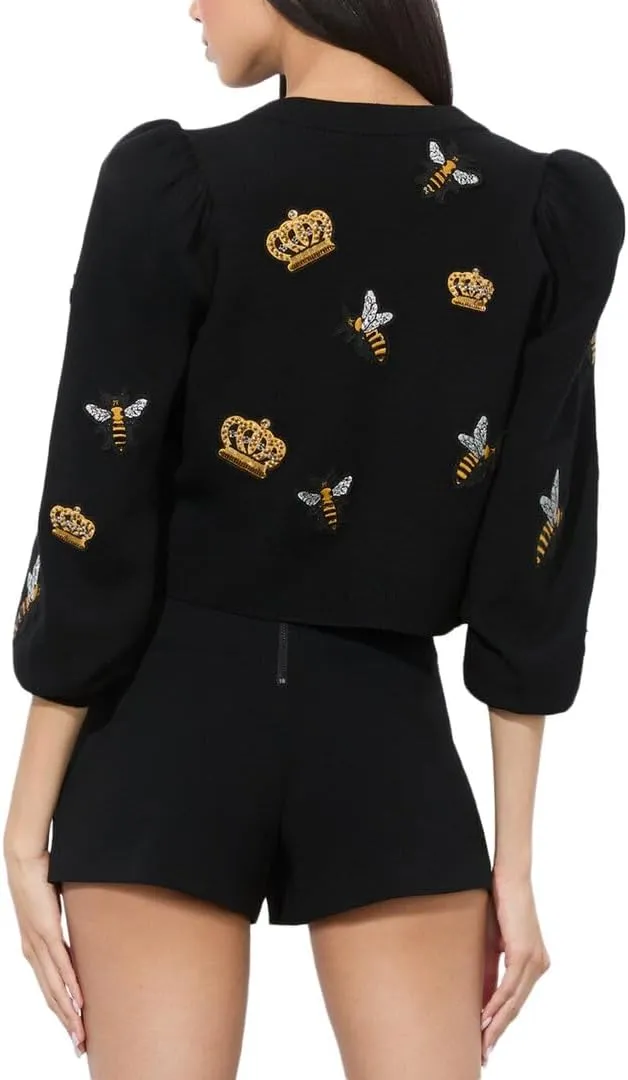 alice   olivia Kitty Wool-Blend Cardigan
