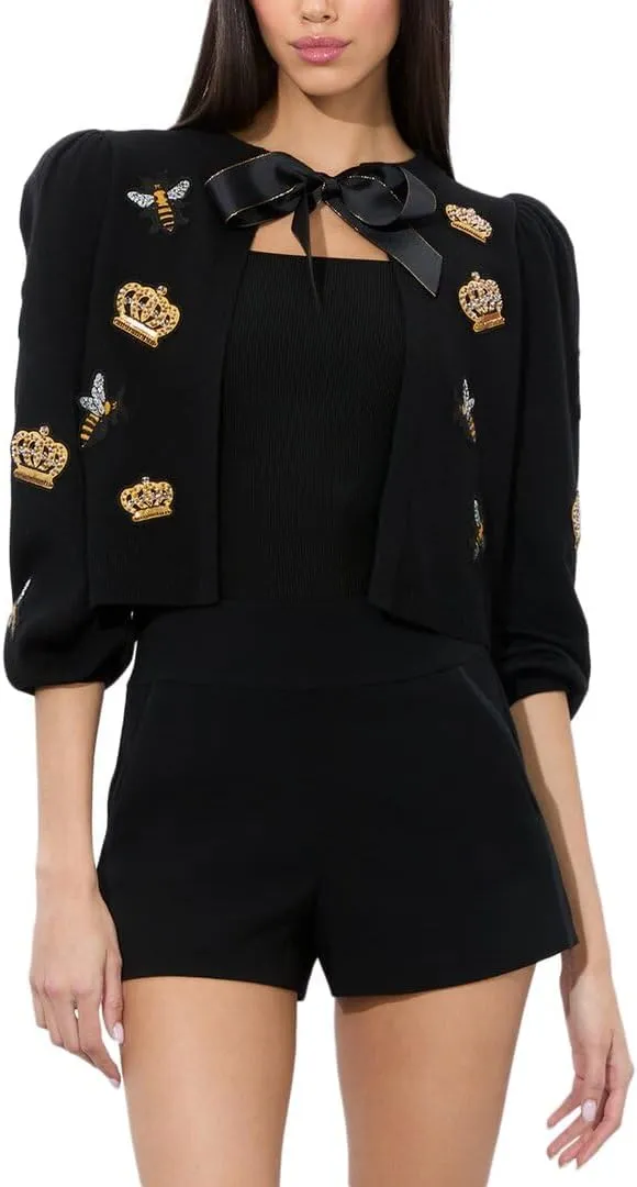 alice   olivia Kitty Wool-Blend Cardigan