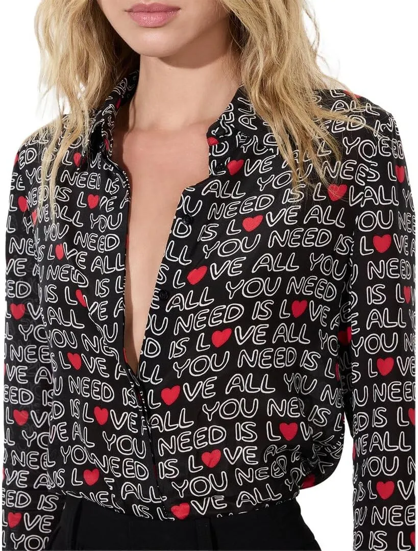 alice   olivia Willa Placket Silk Top