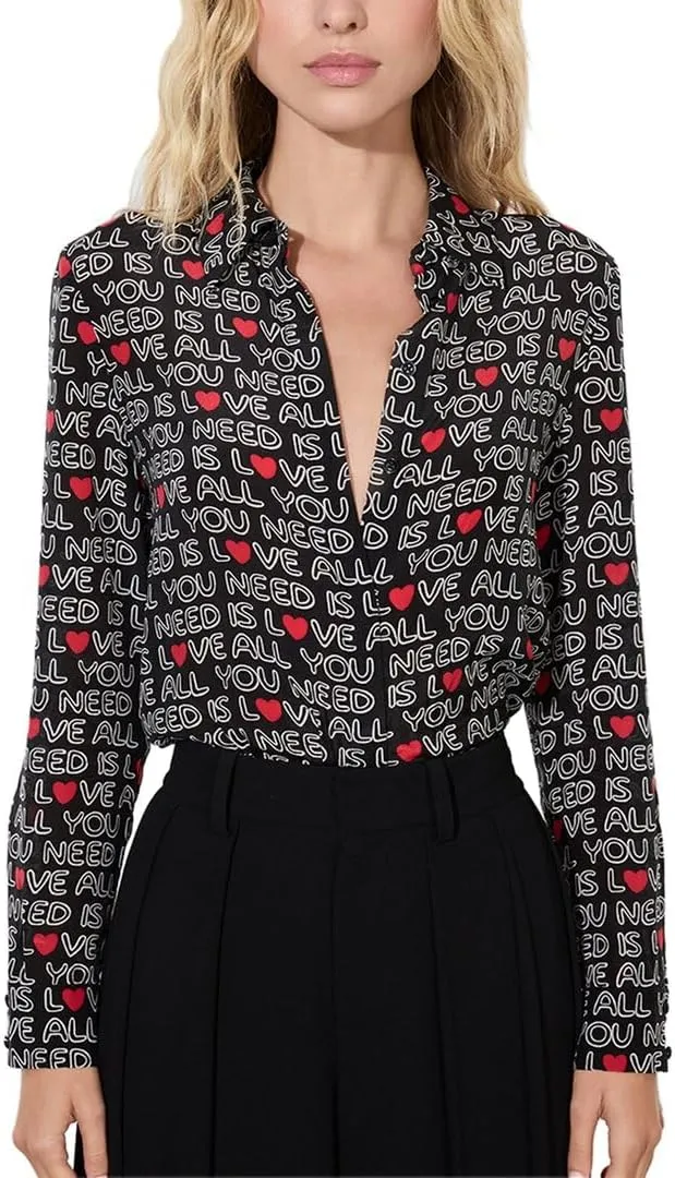 alice   olivia Willa Placket Silk Top