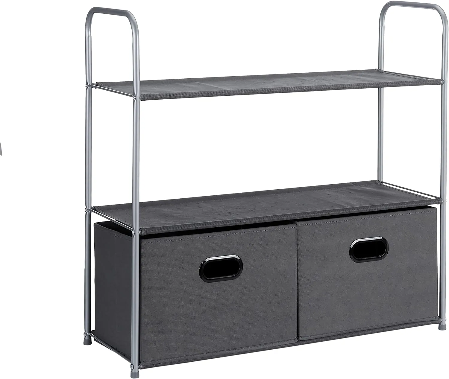 Amazon Basics Closet Storage Organizer with Fabric Bins, Drawers and 3 Shelves, Grey, 32.7" x 12.2" x 31"