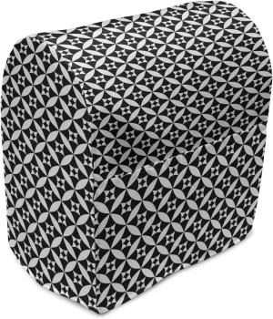 Ambesonne Abstract Stand Mixer Cover, Checkerboard Texture Inspired Modern Monochrome Print with Circular Modules, Kitchen Appliance Organizer Bag Cover with a Pocket, 6-8 Quarts, Black and White