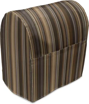 Ambesonne Abstract Stand Mixer Cover, Vertical Lines in Earthen Toned Color Stripes Various Shades Pattern, Kitchen Appliance Organizer Bag Cover with a Pocket, 6-8 Quarts, Pale Caramel Chocolate