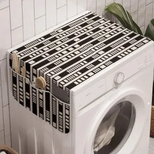 Ambesonne Abstract Washing Machine Organizer, Modernistic Geometry Inspired Graphic with Rectangles and Lines, Anti-slip Fabric Cover for Washers and Dryers, 47" x 18.5", Charcoal Grey Eggshell