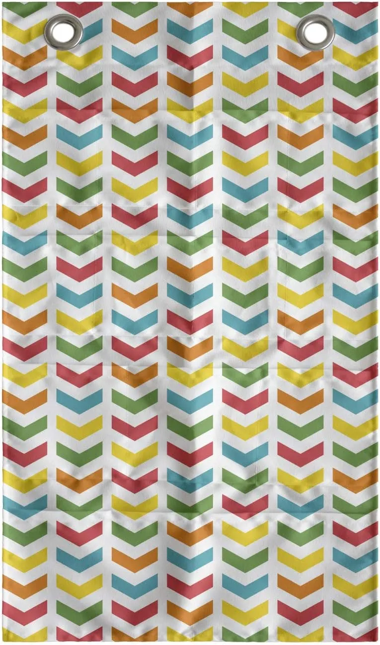 Ambesonne Arrow Hanging Pocket Organizer, Illustration of Colorful Repetitive Arrows Pointing Downwards on a Plain Background, Printed Polyester Storage Bag with Pockets, 21" x 31", Multicolor