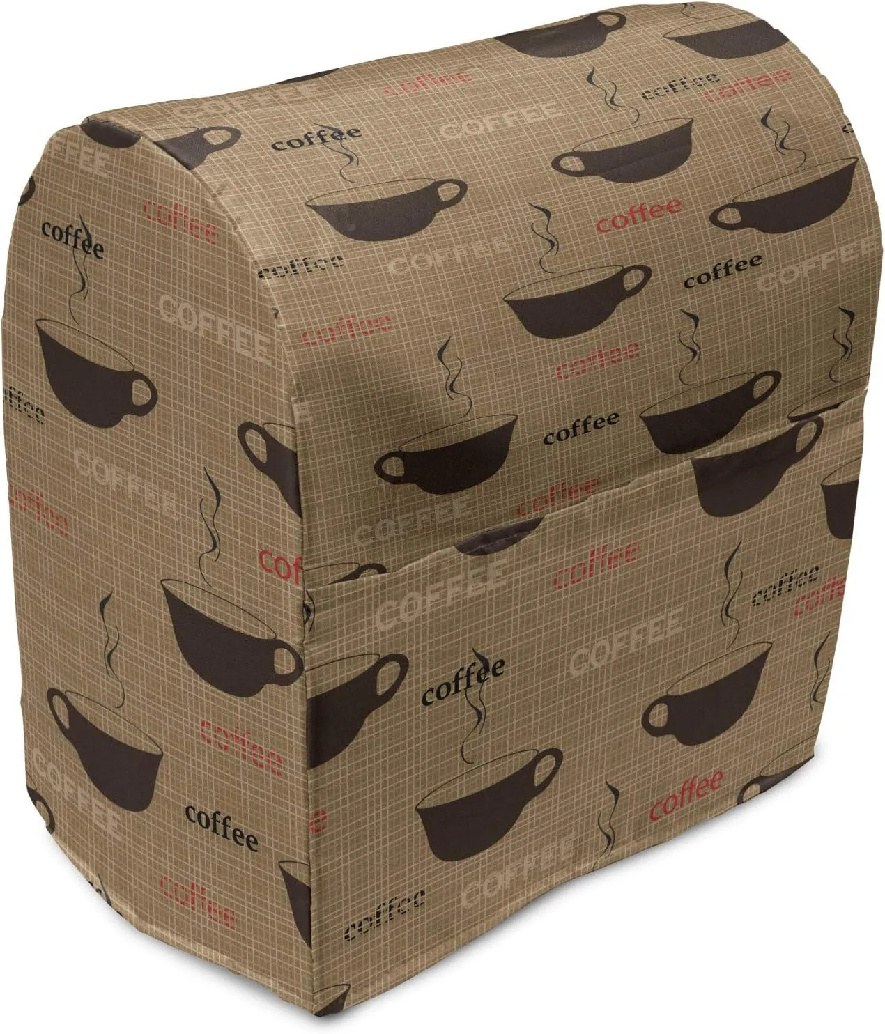 Ambesonne Coffee Stand Mixer Cover, Coffee Cups in Earthen Tones Fresh Espresso Latte Drink Caffeine Image, Kitchen Appliance Organizer Bag Cover with a Pocket, 6-8 Quarts, Chocolate Pale Brown