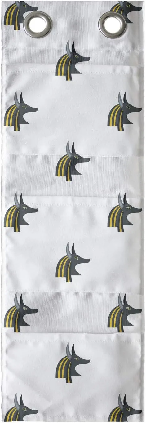 Ambesonne Egyptian Print Hanging Pocket Organizer, Head of an Indigenous Jackal Antiquities History, Printed Polyester Storage Bag with Pockets, 9" x 27", Yellow Black and Grey
