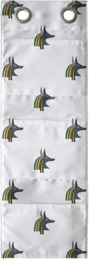 Ambesonne Egyptian Print Hanging Pocket Organizer, Head of an Indigenous Jackal Antiquities History, Printed Polyester Storage Bag with Pockets, 9" x 27", Yellow Black and Grey
