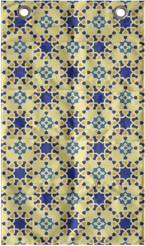 Ambesonne Ethnic Hanging Pocket Organizer, Modern Interpretation of Geometric Flowery Motif on Creamy Back Classics, Printed Polyester Storage Bag with Pockets, 21" x 31", Violet Blue and Yellow