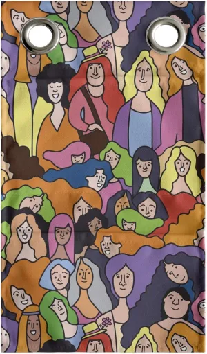 Ambesonne Feminism Hanging Pocket Organizer, Doodle Style Interpretation of Many Women Assembled Together in Union and Peace, Printed Polyester Storage Bag with Pockets, 9" x 16", Multicolor