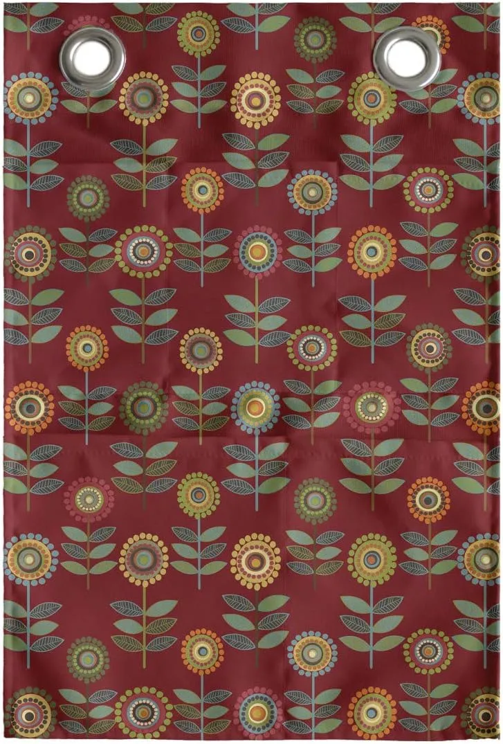 Ambesonne Floral Hanging Pocket Organizer, Interpretation of Bizarre Flower Silhouettes Intricate Circles Dots, Printed Polyester Storage Bag with Pockets, 14" x 20", Burgundy and Multicolor