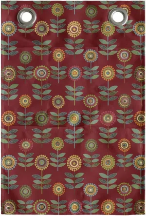 Ambesonne Floral Hanging Pocket Organizer, Interpretation of Bizarre Flower Silhouettes Intricate Circles Dots, Printed Polyester Storage Bag with Pockets, 14" x 20", Burgundy and Multicolor