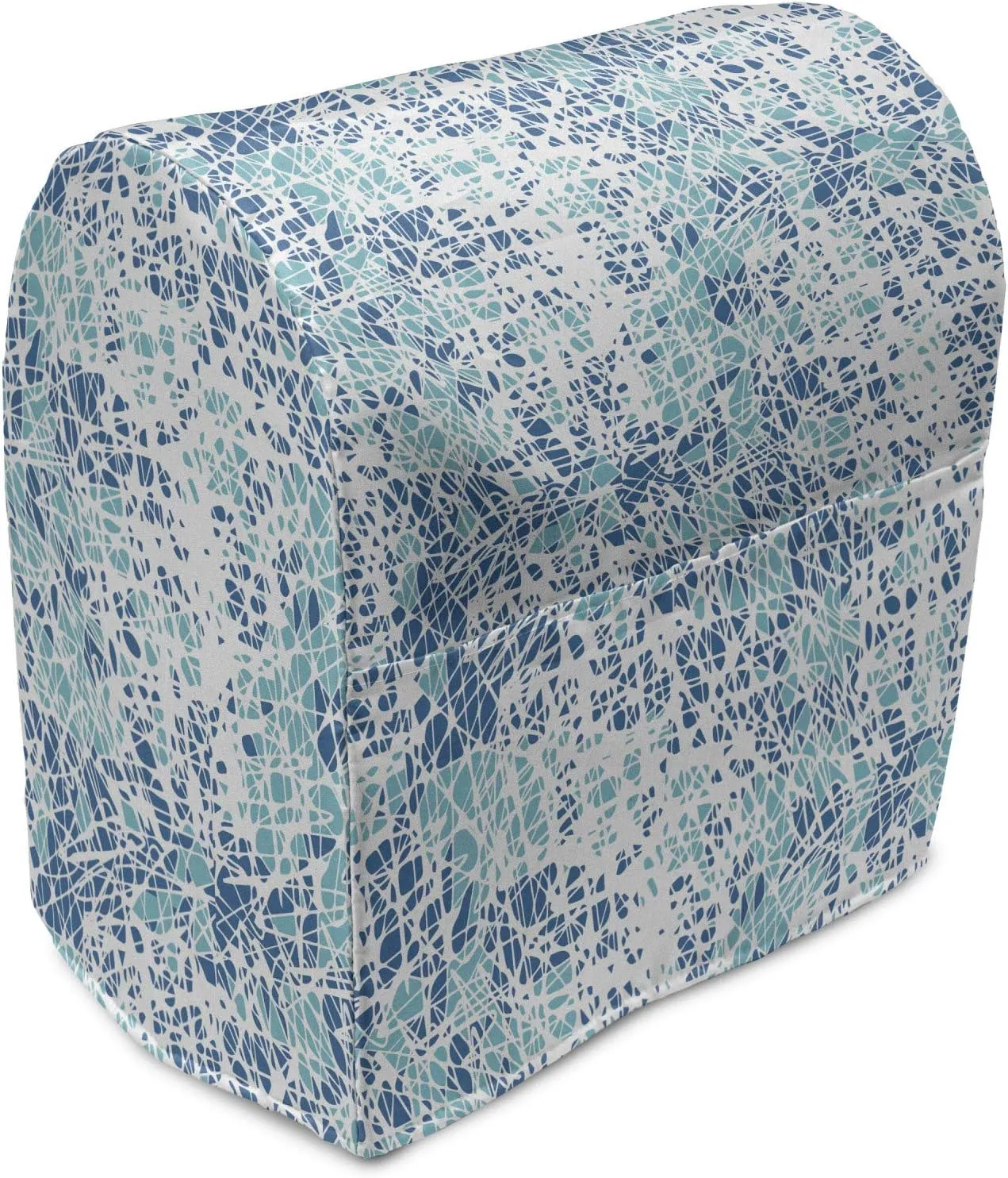 Ambesonne Grunge Stand Mixer Cover, Pastel Chaos Stripes Brushstroke Shabby Mosaic Scratched Abstract Repetition, Kitchen Appliance Organizer Bag Cover with a Pocket, 6-8 Quarts, Pale Blue White
