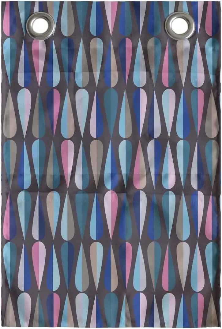 Ambesonne Mid Century Hanging Pocket Organizer, Modern Style Retro Pattern Droplet Shapes Mosaic in Tones, Printed Polyester Storage Bag with Pockets, 14" x 20", Multicolor