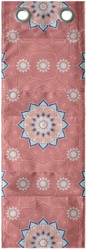 Ambesonne Moroccan Hanging Pocket Organizer, Floral Framework Faded Leaf Ornaments Old Fashioned Blossoms, Printed Polyester Storage Bag with Pockets, 9" x 27", Coral Peach Blue
