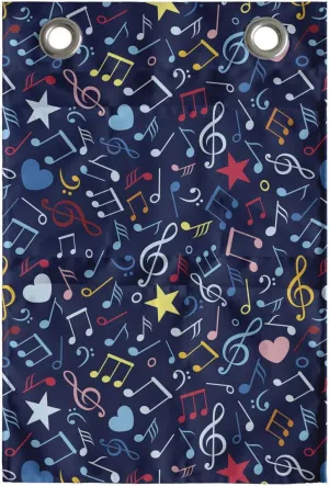 Ambesonne Music Hanging Pocket Organizer, Hearts Notes Stars Melodic Inspiration Musical Lifestyle Rhythm in My Heart Design, Printed Polyester Storage Bag with Pockets, 14" x 20", Multicolor