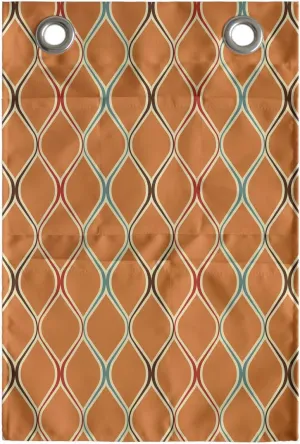 Ambesonne Orange Hanging Pocket Organizer, Vibrant Old Fashion Trippy with Unusual Shapes in Earthen Toned Display, Printed Polyester Storage Bag with Pockets, 14" x 20", Multicolor