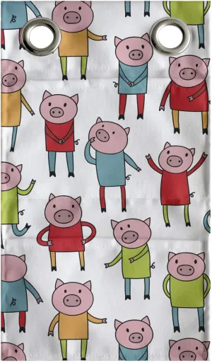 Ambesonne Pig Hanging Pocket Organizer, Whimsical Cartoon Style Interpretation of Piglet in Colorful Clothes, Printed Polyester Storage Bag with Pockets, 9" x 16", Pale Pink and Multicolor
