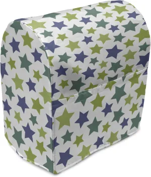 Ambesonne Stars Stand Mixer Cover, Continuing Pattern of Ornamental Shapes in Blue and Green Tones Repetition, Kitchen Appliance Organizer Bag Cover with a Pocket, 6-8 Quarts, White and Multicolor