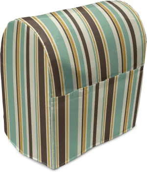 Ambesonne Striped Stand Mixer Cover, Funk Art Nostalgic Lash Strokes with Earthen Tones Blow Fashion Graphic Print, Kitchen Appliance Organizer Bag Cover with a Pocket, 6-8 Quarts, Brown Teal