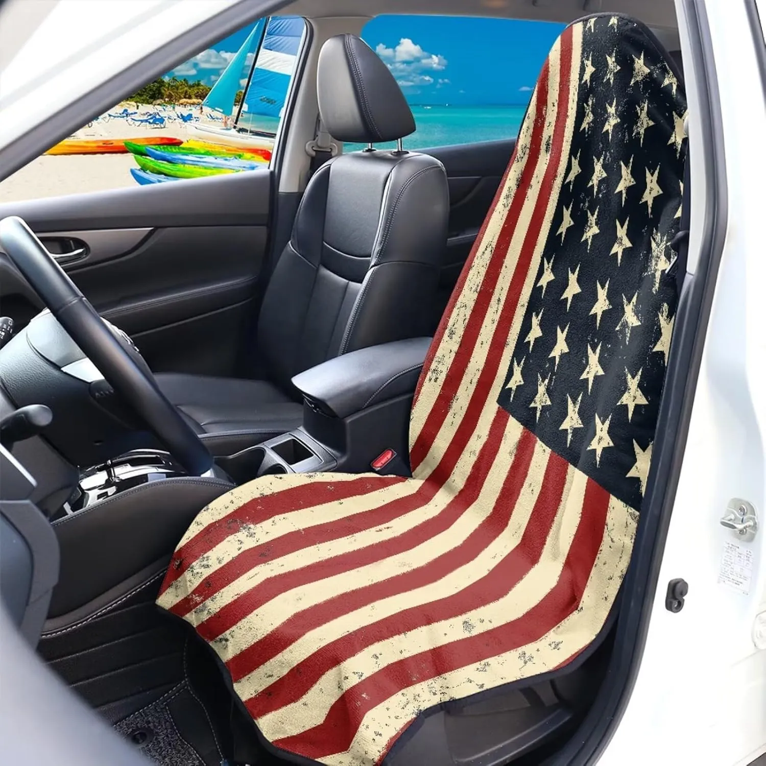 American Flag Front Seat Cover for Car Fashion Car Seat Protector for Women Waterproof Sweat Carseat Protector for SUV Vehicle Sedan Truck Gift for Holiday
