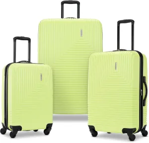 American Tourister Groove Hardside Luggage with Spinner Wheels, Celery Green, 3-Piece Set (Carry On, Medium, Large)