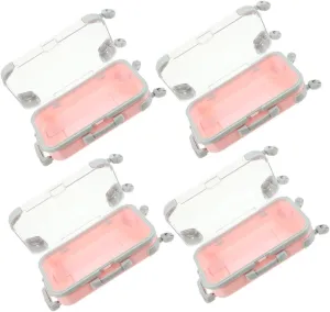 Angoily 4pcs Box Mini Luggage Makeup Organizer Portable Trolley Case for Travel False Eyelashes Cosmetics Storage Stylish Design for Easy Management Categorization